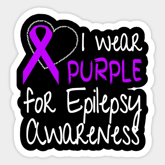 I Wear Purple For Epilepsy Awareness Ribbon design Sticker by nikkidawn74